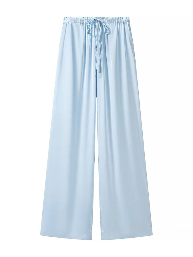 TWOTWINSTYLE Stand Collar Long Sleeve Crop Top Spliced Drawstring Wide Leg Pants Temperament Set