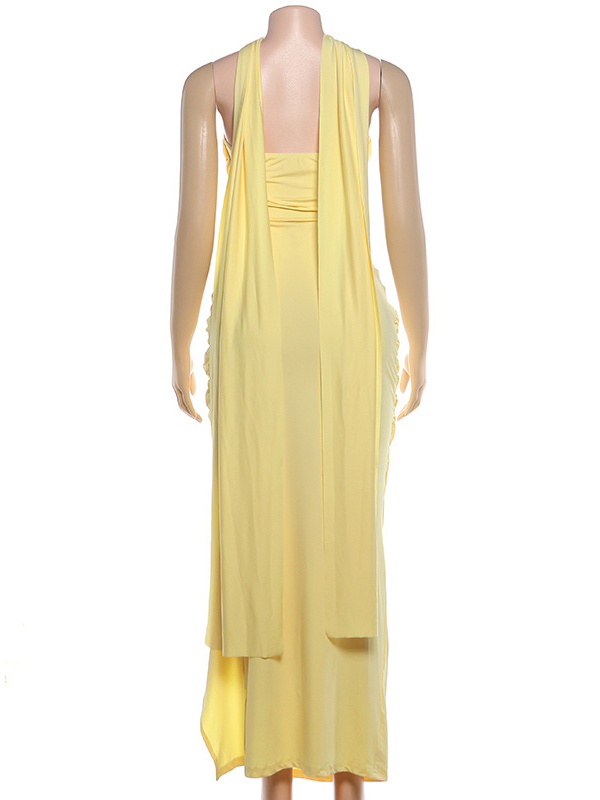 TWOTWINSTYLE Tunic Pleated Side Slit Chic Camisole Dress