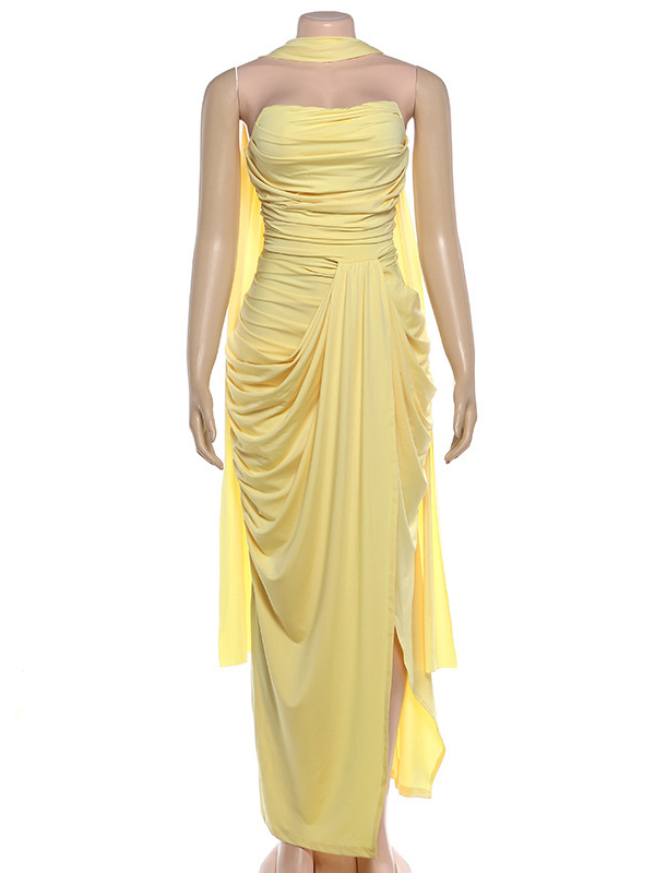 TWOTWINSTYLE Tunic Pleated Side Slit Chic Camisole Dress
