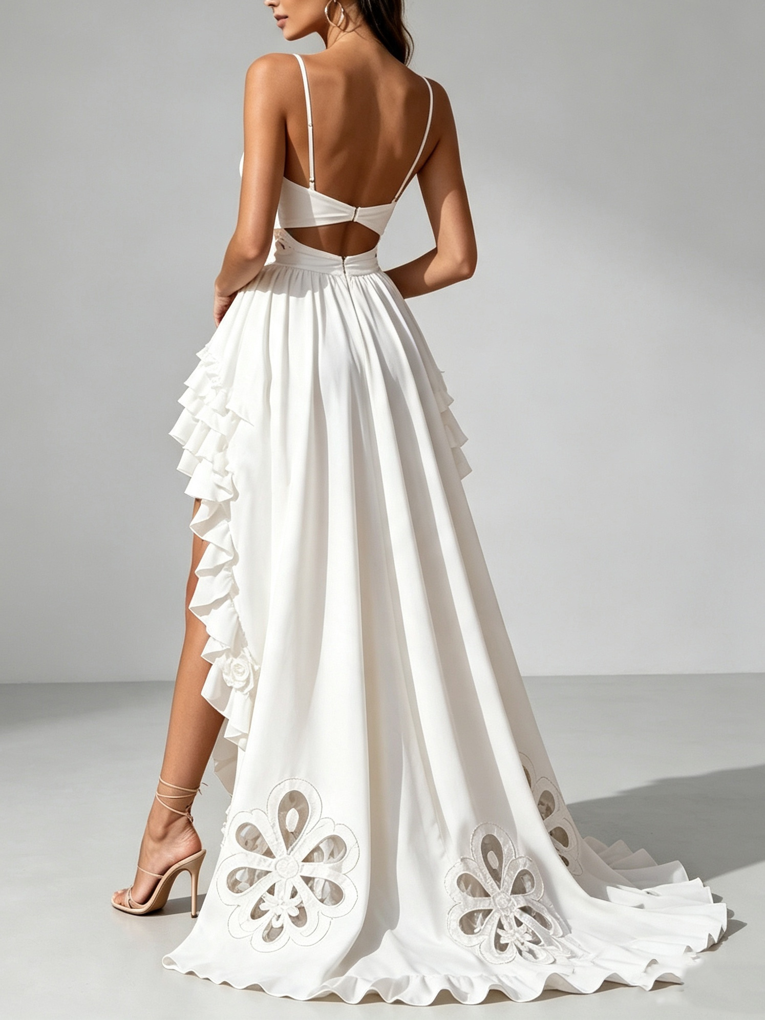 TWOTWINSTYLE Hollow Out Asymmetrical Hem Elegant Camisole Dress