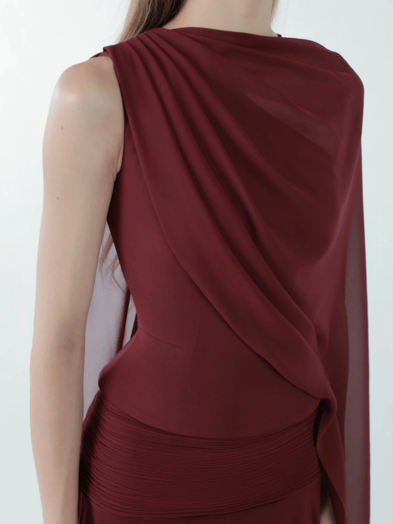 TWOTWINSTYLE Off One Shoulder Crop Top Solid Higt Waist Skirt Vintage Dress