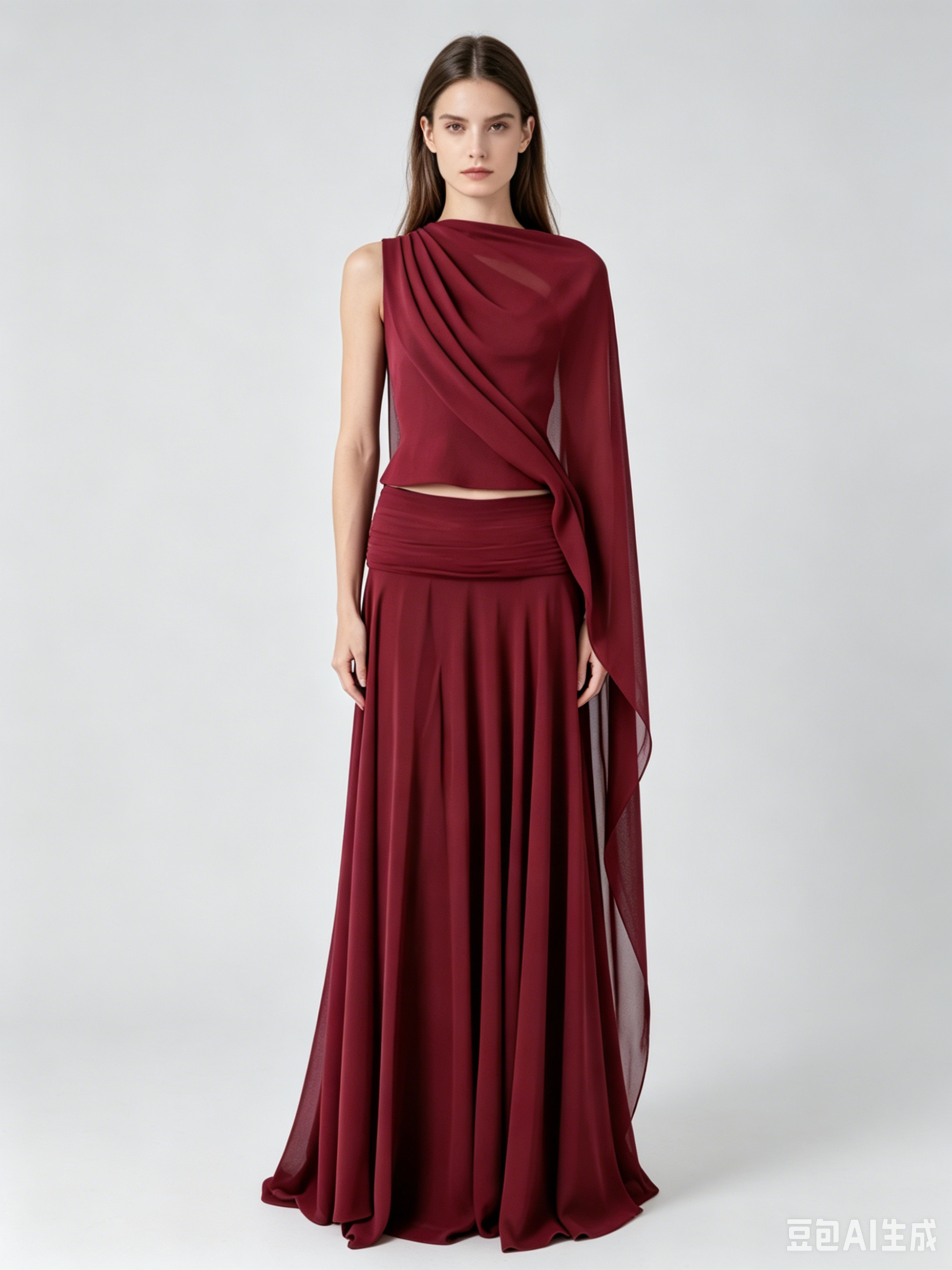 TWOTWINSTYLE Off One Shoulder Crop Top Solid Higt Waist Skirt Vintage Dress