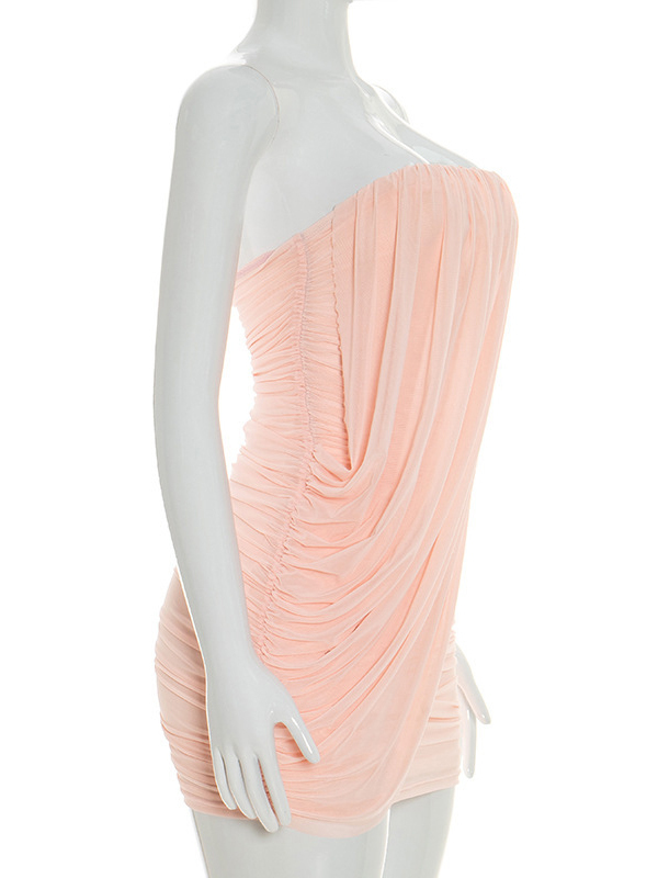 TWOTWINSTYLE Off Shoulder Ruched Irregular Fashion Dress