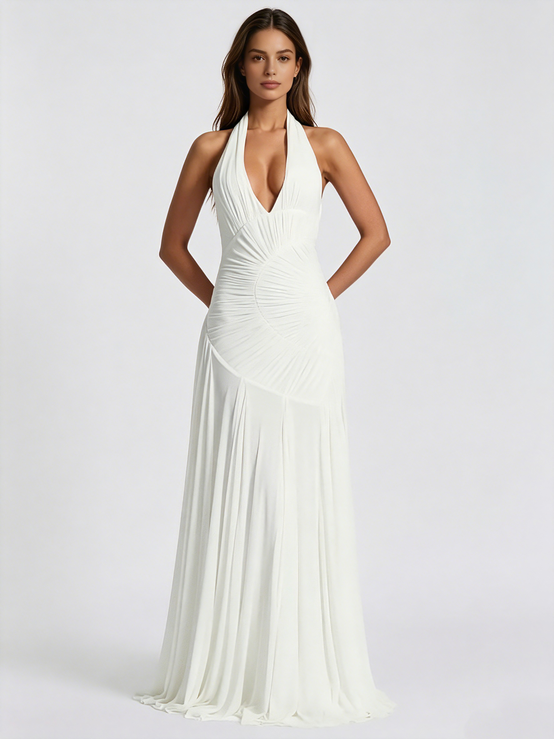 TWOTWINSTYLE Off Shoulder V Neck Tunic Minimalist Dress