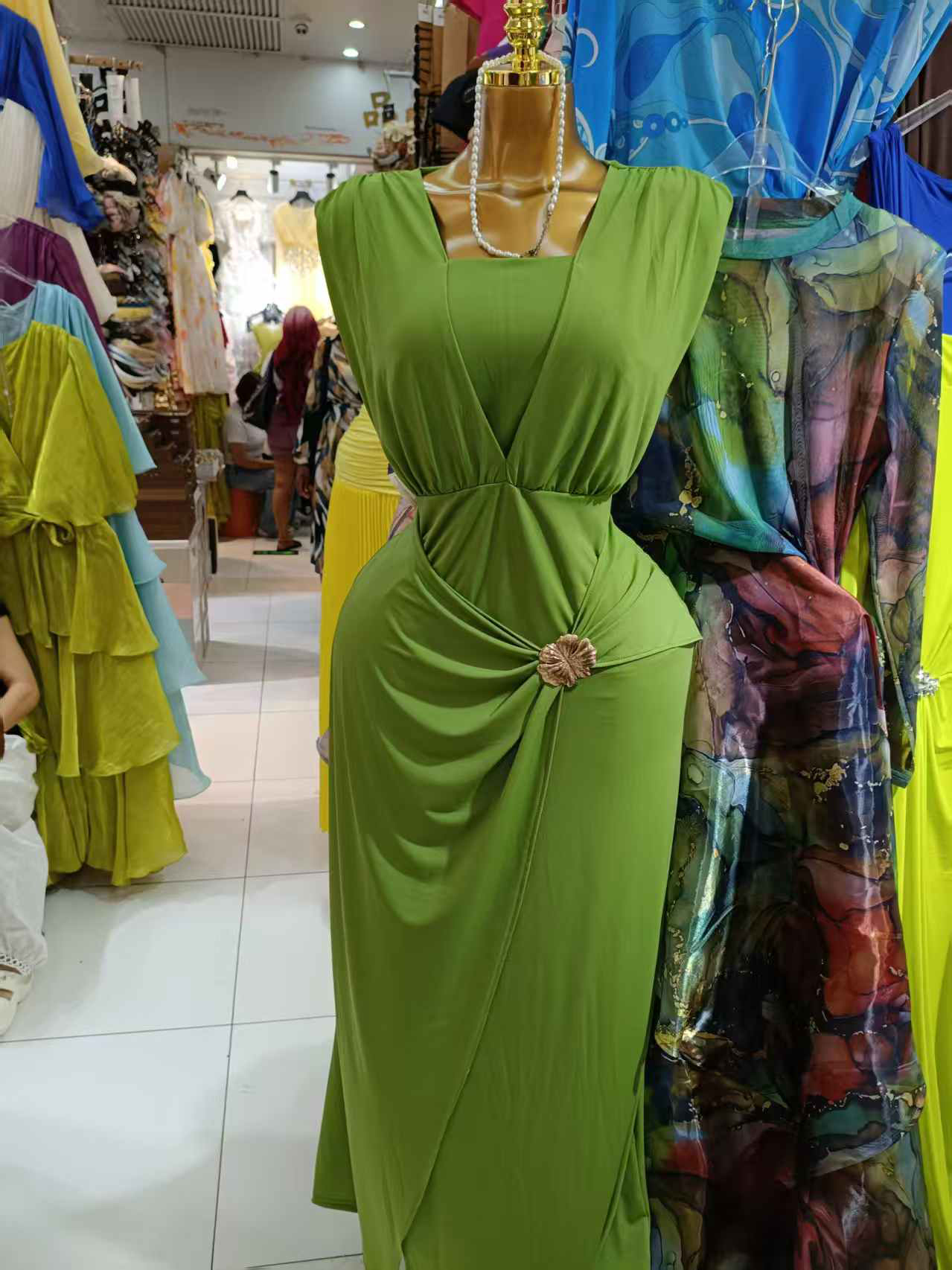 TWOTWINSTYLE Sleeveless Tunic Spliced Metal Slit Elegant Dress