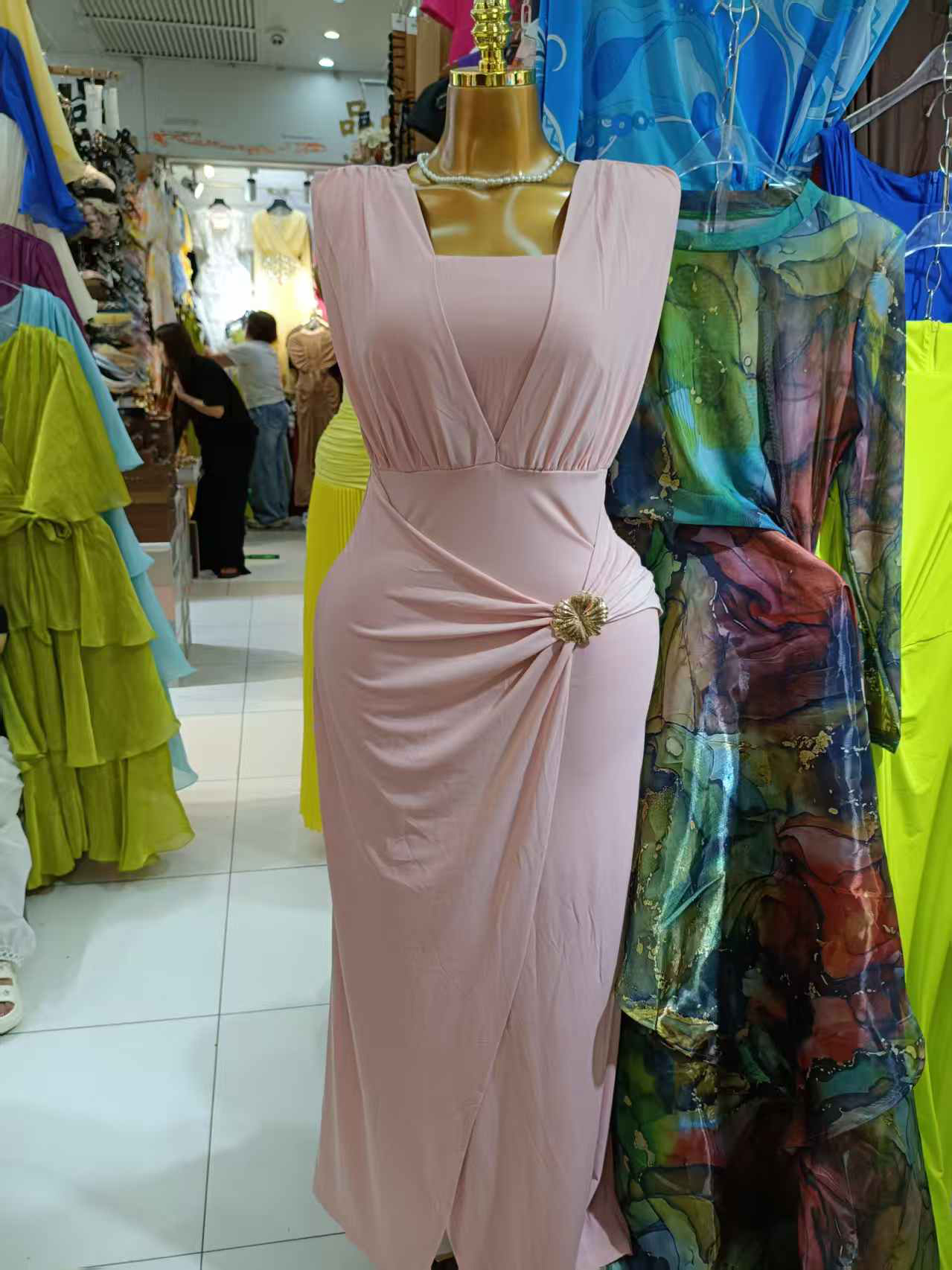 TWOTWINSTYLE Sleeveless Tunic Spliced Metal Slit Elegant Dress