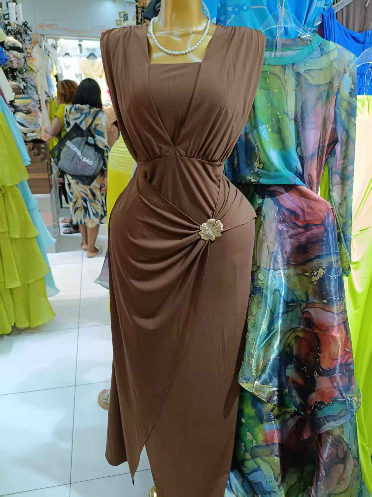 TWOTWINSTYLE Sleeveless Tunic Spliced Metal Slit Elegant Dress