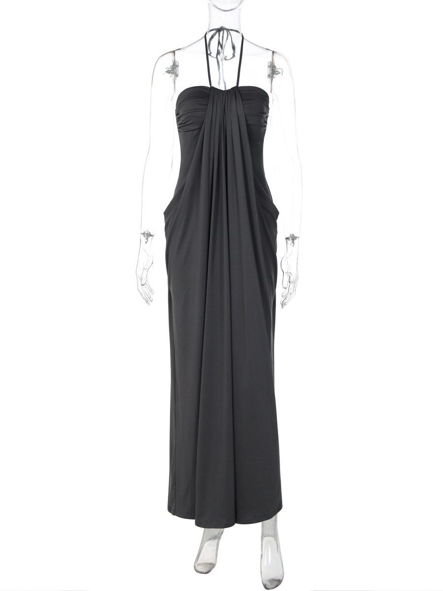 TWOTWINSTYLE Solid Tunic Ruched Bust Sexy Maxi Dress