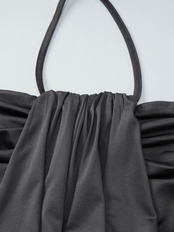 TWOTWINSTYLE Solid Tunic Ruched Bust Sexy Maxi Dress