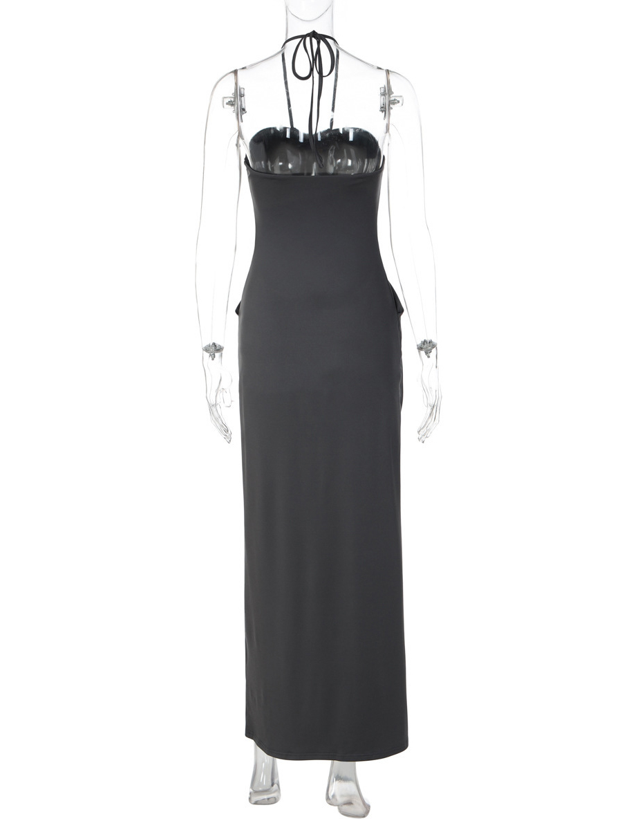 TWOTWINSTYLE Solid Tunic Ruched Bust Sexy Maxi Dress