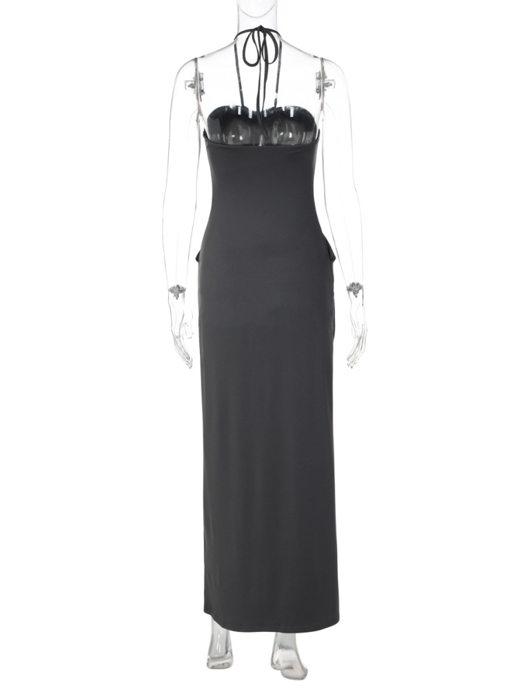 TWOTWINSTYLE Solid Tunic Ruched Bust Sexy Maxi Dress