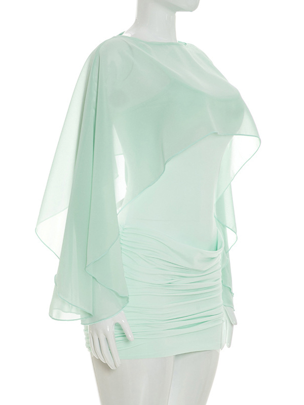 TWOTWINSTYLE Spliced Shawl Pleated High Waist Design Dress