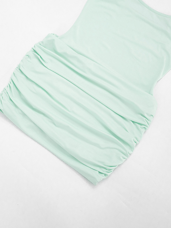 TWOTWINSTYLE Spliced Shawl Pleated High Waist Design Dress