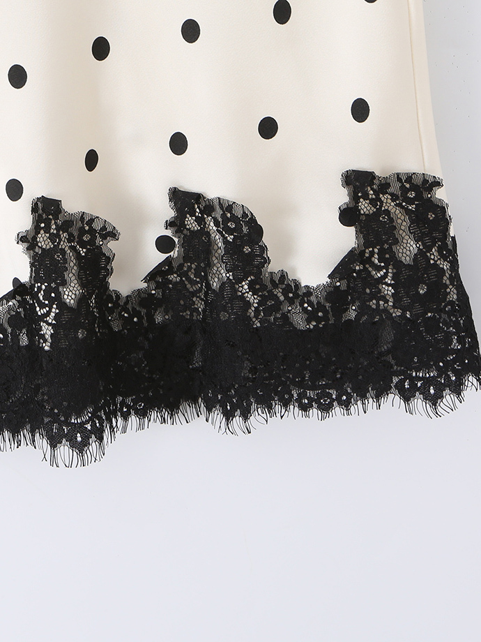 TWOTWINSTYLE High Waist Wave Point Spliced Lace Elegant Skirt