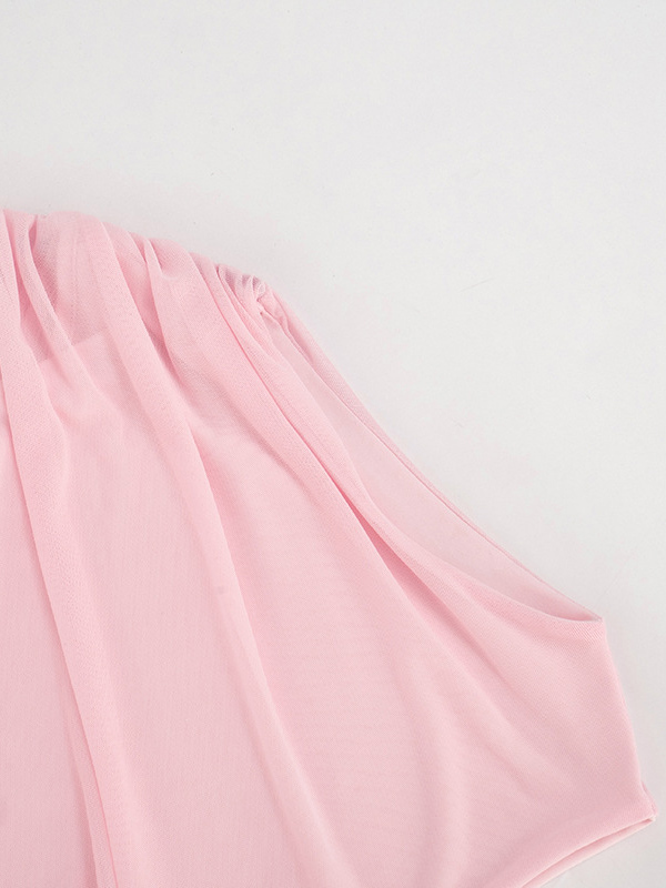 TWOTWINSTYLE Off One Shoulder Asymmetric Design Crop Top