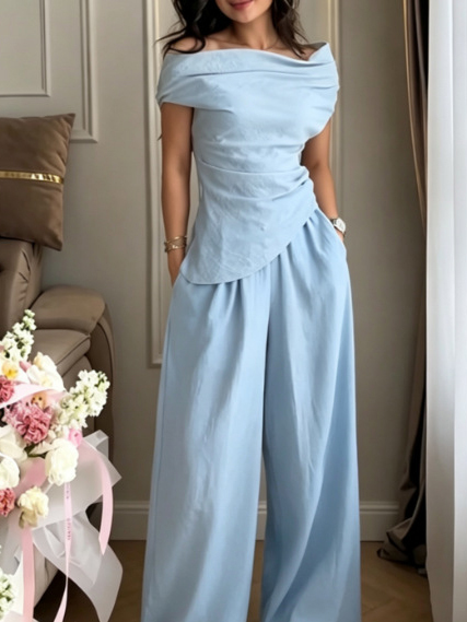 TWOTWINSTYLE Off Shoulder Tunic Top Harem Pants Streetwear Set