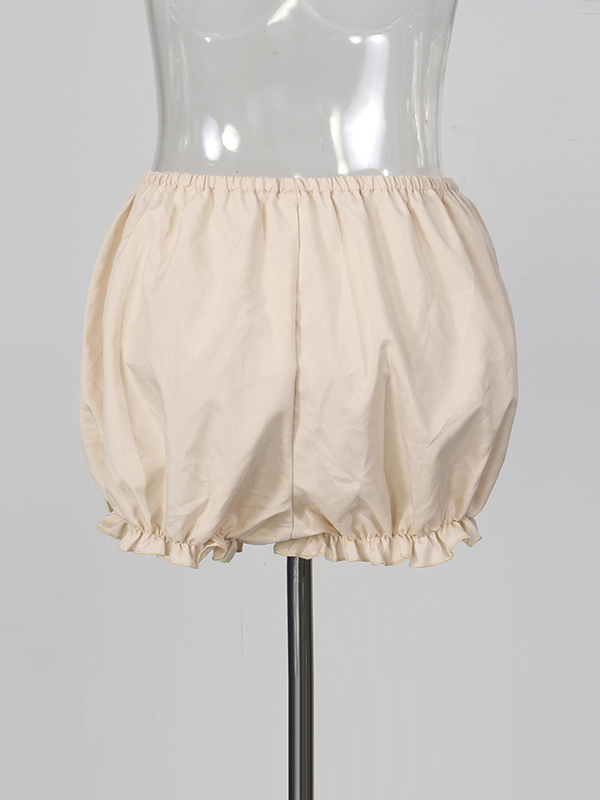 TWOTWINSTYLE Spliced Lace Up Off Shoulder Ruched Ruffled Hem Mini Dress