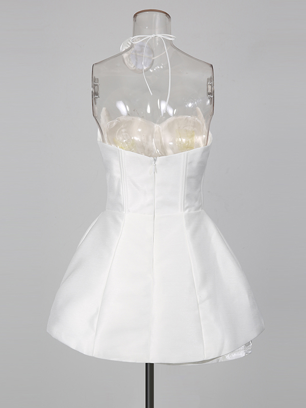 TWOTWINSTYLE Off Shoulder Spliced 3D Flower Slimming Mini Dress