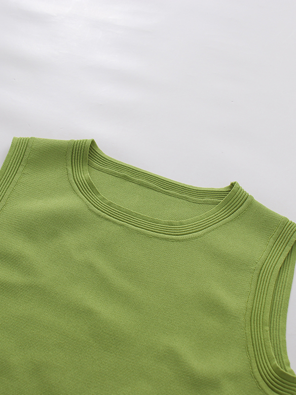 TWOTWINSTYLE Round Neck Sleeveless Tunic Ruffled Hem Mini Dress