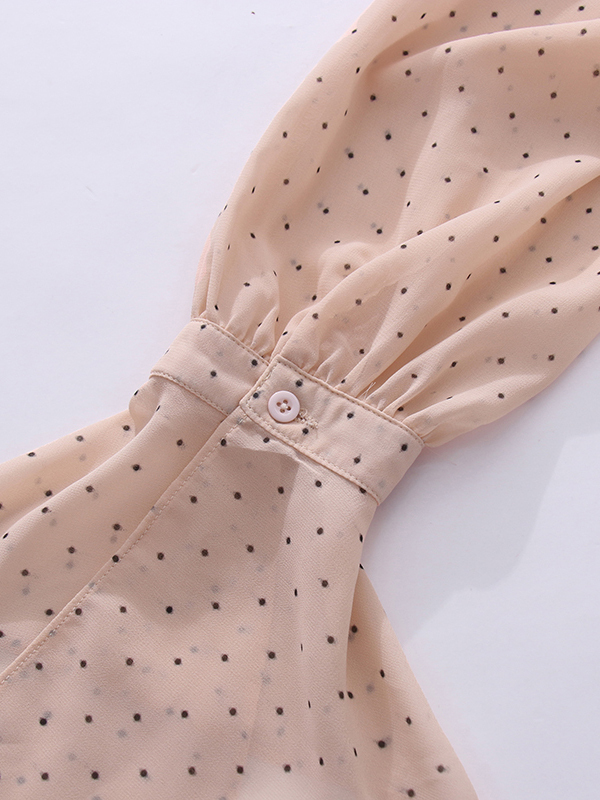 TWOTWINSTYLE V Neck Bell Sleeve Spliced Ruffles Wave Point Elegant Shirt