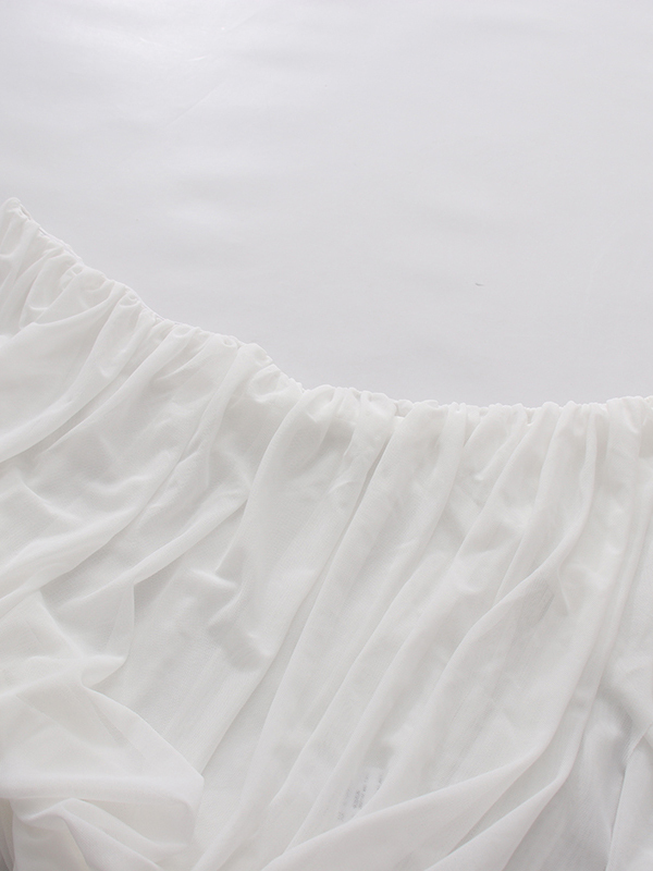TWOTWINSTYLE Off Shoulder Long Sleeve Irregular Hem Vintage Shirt