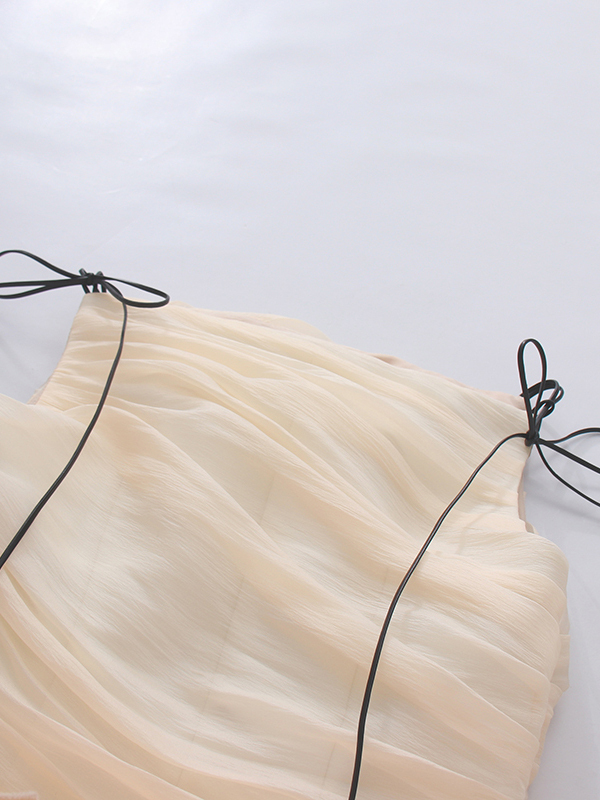 TWOTWINSTYLE Spliced Lace Up Off Shoulder Ruched Ruffled Hem Mini Dress