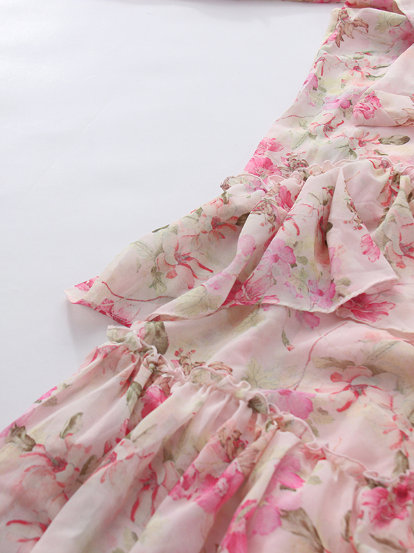TWOTWINSTYLE Stand Collar Patchwork Ruffles Designer Dress
