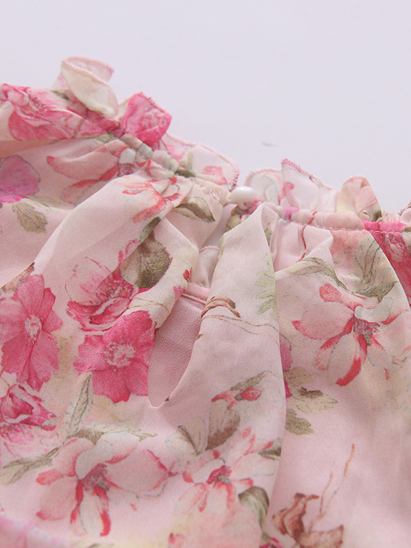 TWOTWINSTYLE Stand Collar Patchwork Ruffles Designer Dress