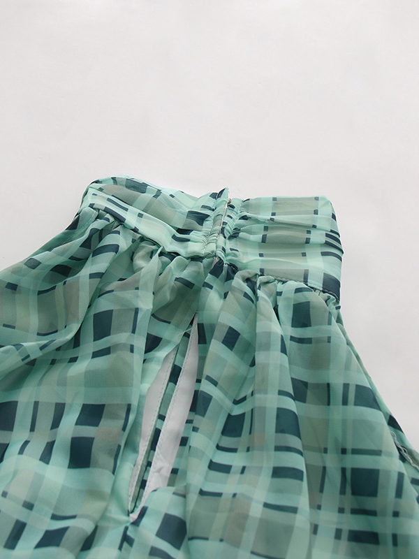 TWOTWINSTYLE Stand Collar Plaid Off Shoulder Irregular Hem Design Dress