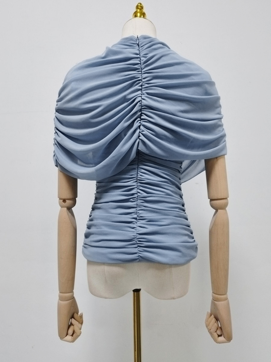 TWOTWINSTYLE Cross Wrap Asymmetric Tunic Chic Top