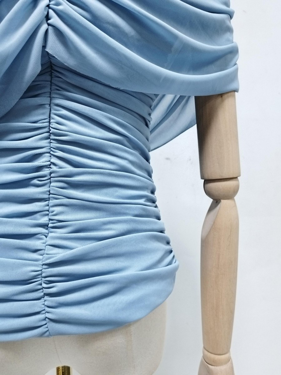 TWOTWINSTYLE Cross Wrap Asymmetric Tunic Chic Top