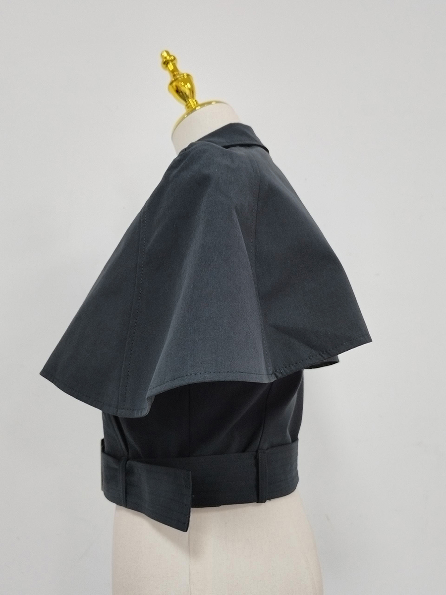 TWOTWINSTYLE Lapel Spliced Shawl Double Breasted Belt Chic Jacket