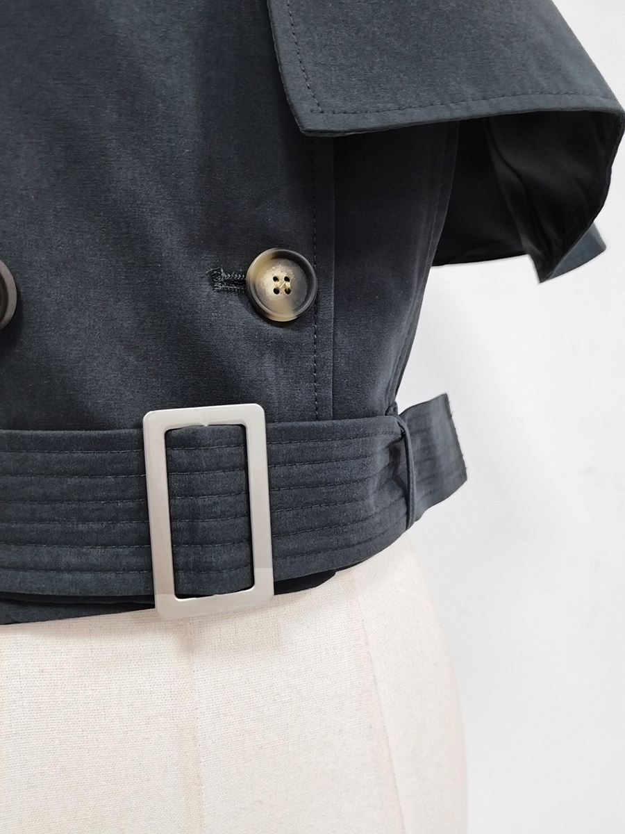TWOTWINSTYLE Lapel Spliced Shawl Double Breasted Belt Chic Jacket