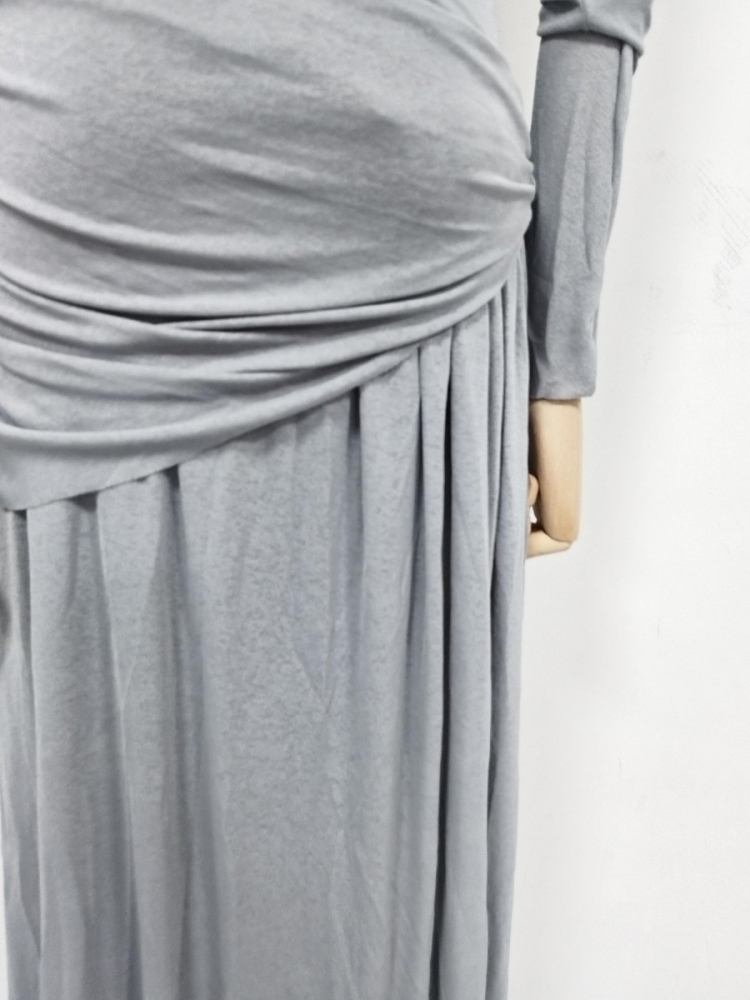 TWOTWINSTYLE Slimming Patchwork Pleated Maxi Dress