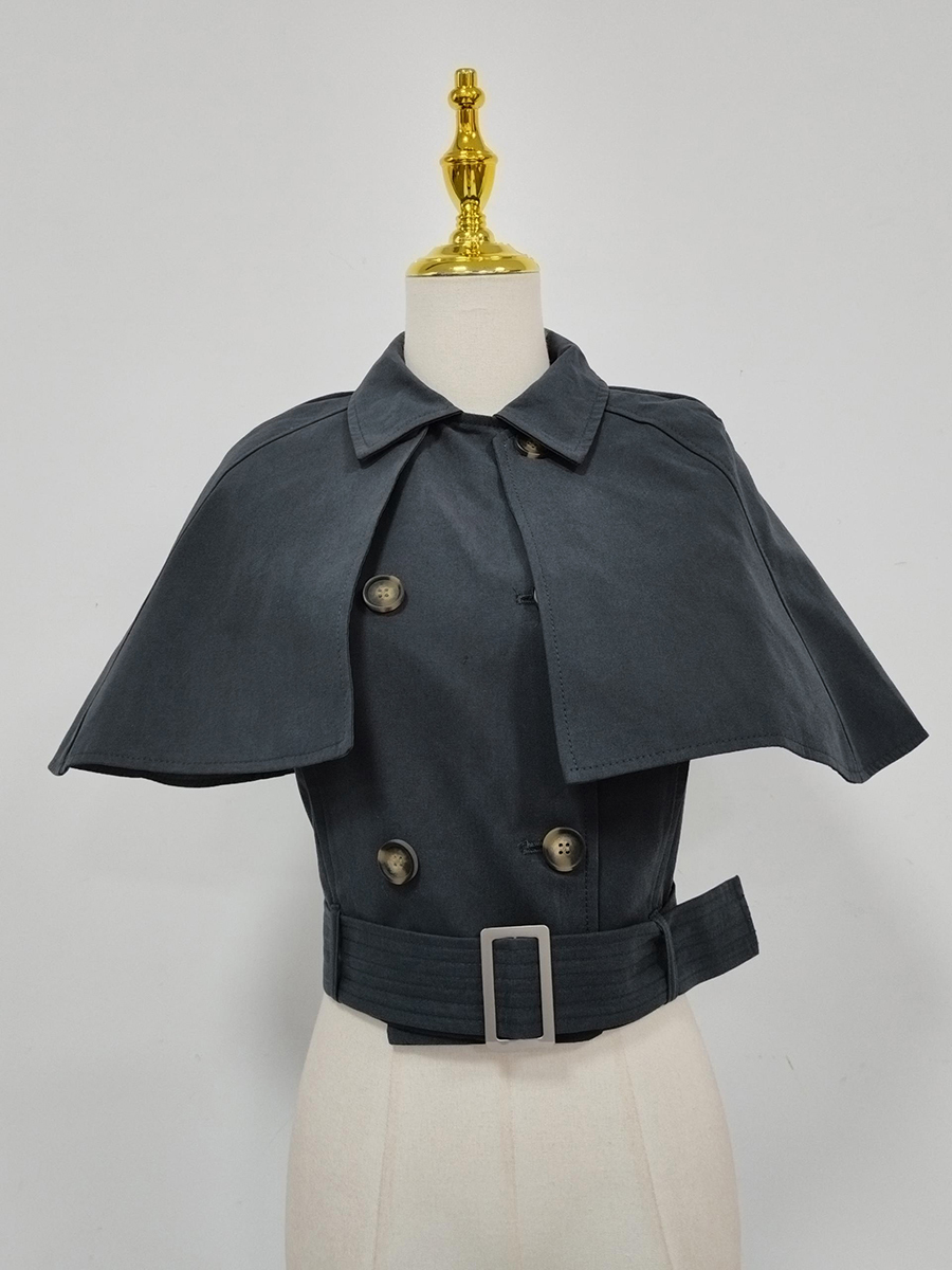 TWOTWINSTYLE Lapel Spliced Shawl Double Breasted Belt Chic Jacket
