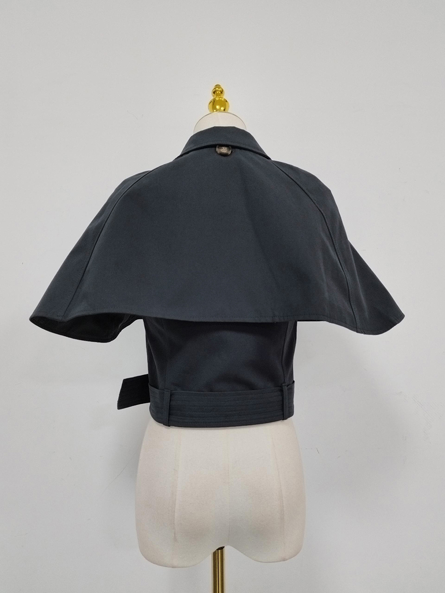 TWOTWINSTYLE Lapel Spliced Shawl Double Breasted Belt Chic Jacket