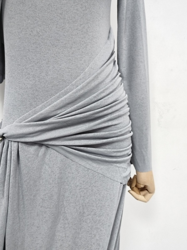 TWOTWINSTYLE Slimming Patchwork Pleated Maxi Dress