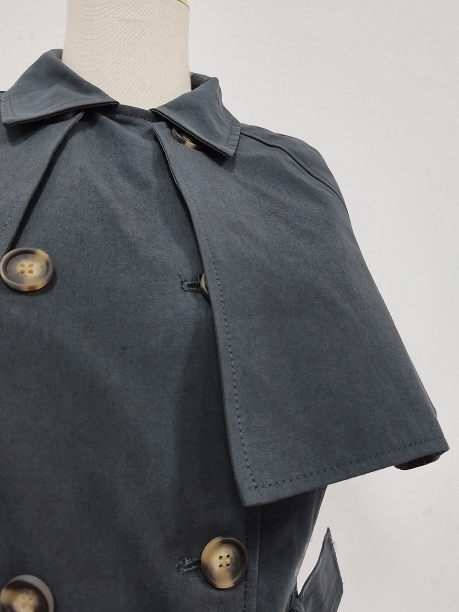 TWOTWINSTYLE Lapel Spliced Shawl Double Breasted Belt Chic Jacket