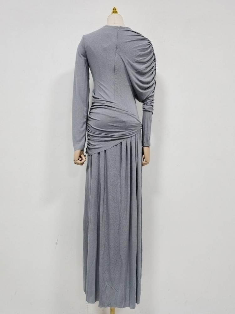 TWOTWINSTYLE Slimming Patchwork Pleated Maxi Dress