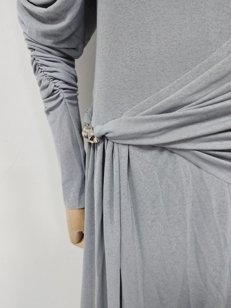 TWOTWINSTYLE Slimming Patchwork Pleated Maxi Dress