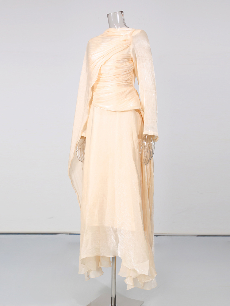 TWOTWINSTYLE Long Sleeve Spliced Lace Up Tunic Elegant Dress