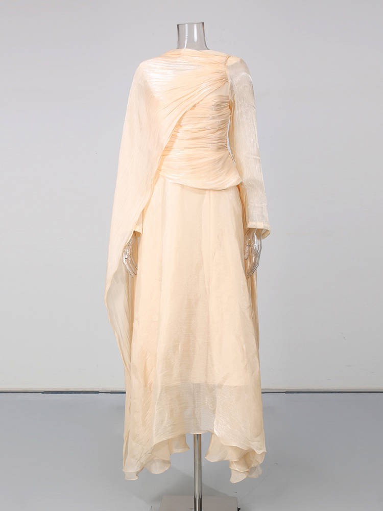 TWOTWINSTYLE Long Sleeve Spliced Lace Up Tunic Elegant Dress