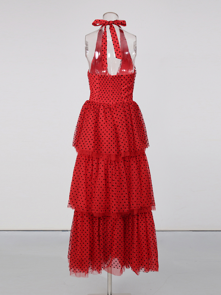 TWOTWINSTYLE Backless Wave Point High Waist Chic Dress