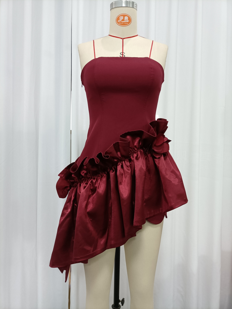 TWOTWINSTYLE Off Shoulder Asymmetrical Hem Design Dress
