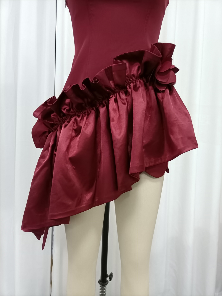TWOTWINSTYLE Off Shoulder Asymmetrical Hem Design Dress