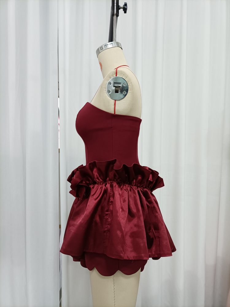 TWOTWINSTYLE Off Shoulder Asymmetrical Hem Design Dress