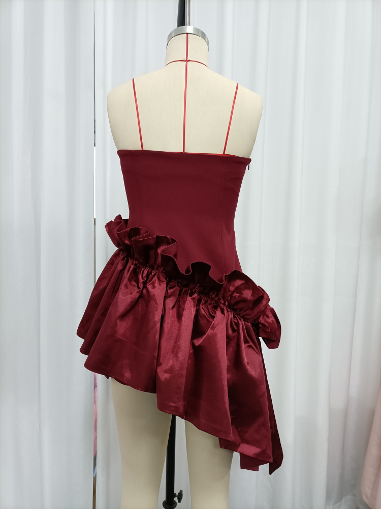 TWOTWINSTYLE Off Shoulder Asymmetrical Hem Design Dress
