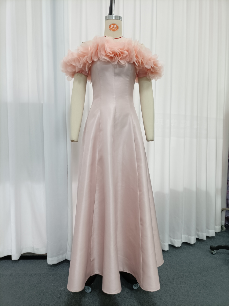 TWOTWINSTYLE Off Shoulder Patchwork 3D Tulle Flowers Elegant Dress