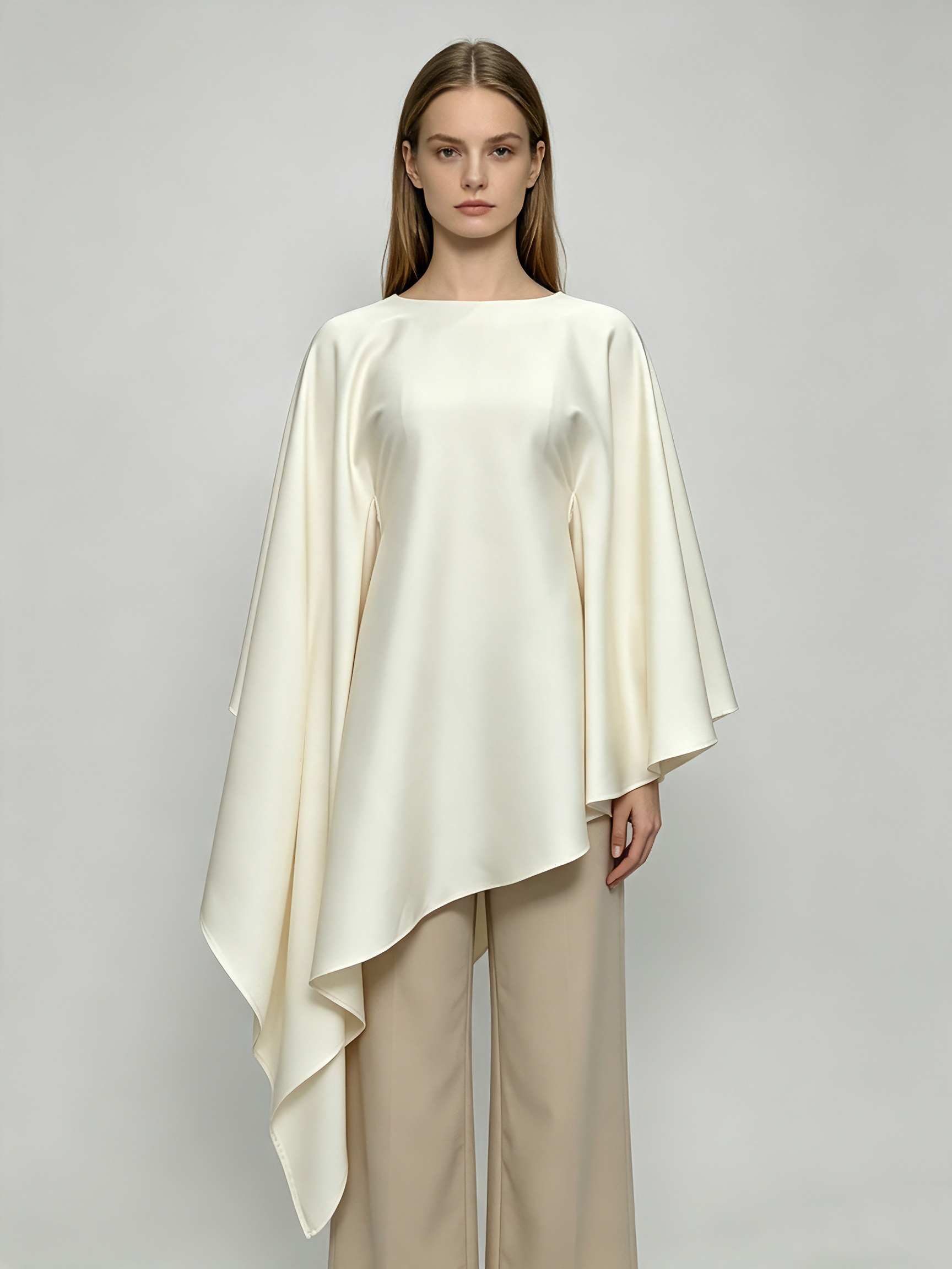 TWOTWINSTYLE Round Neck Asymmetrical Casual Shirt