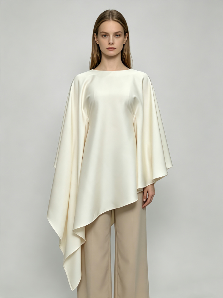 TWOTWINSTYLE Round Neck Asymmetrical Casual Shirt